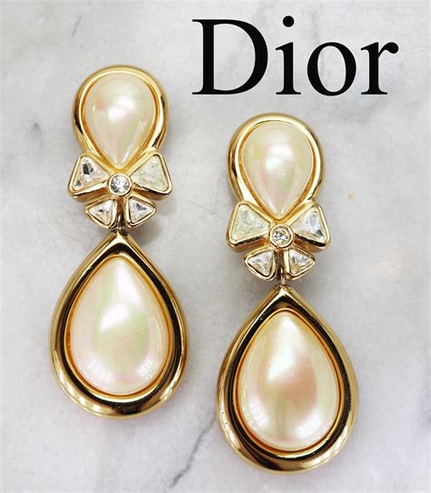 dior pearl earringa|vintage dior pearl earrings.